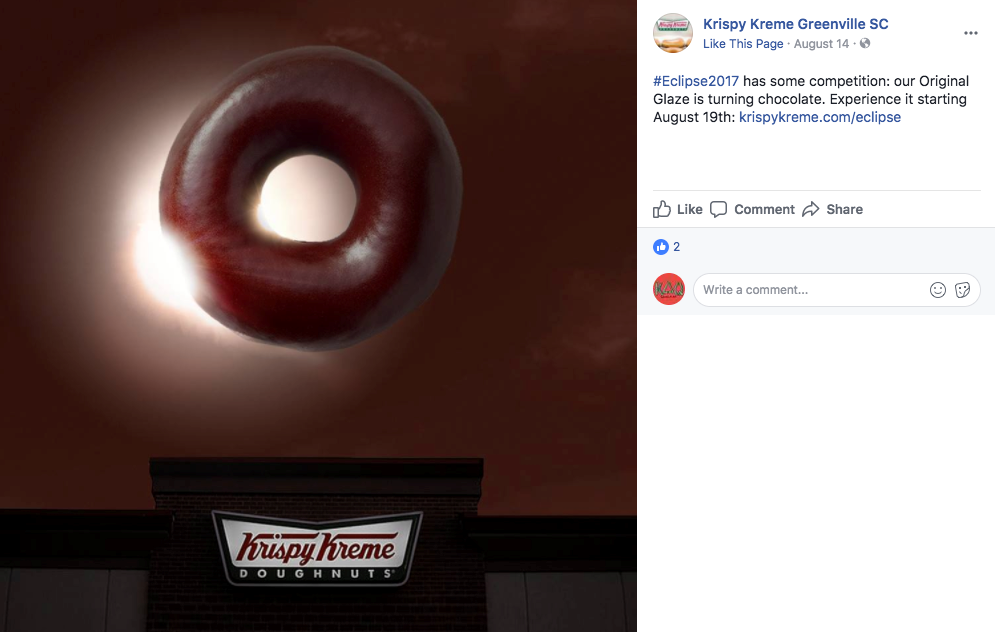Facebook post by Krispy Kreme