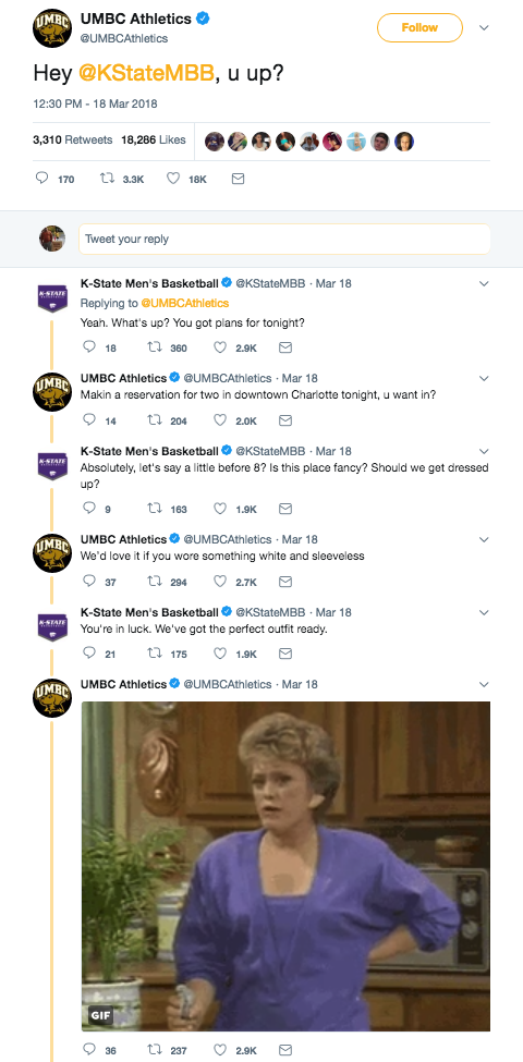 UMBC and KSU Tweets demonstrate that these organizations promote professionalism and good sportsmanship as part of their internal social media best practices.