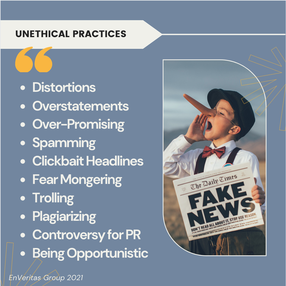 list of unethical content marketing practices